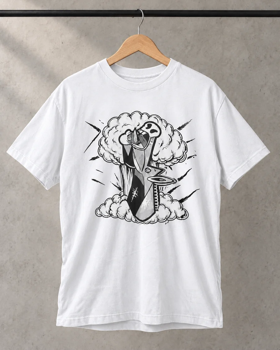 Camiseta blanca, referencia 2, frente: Burro grande