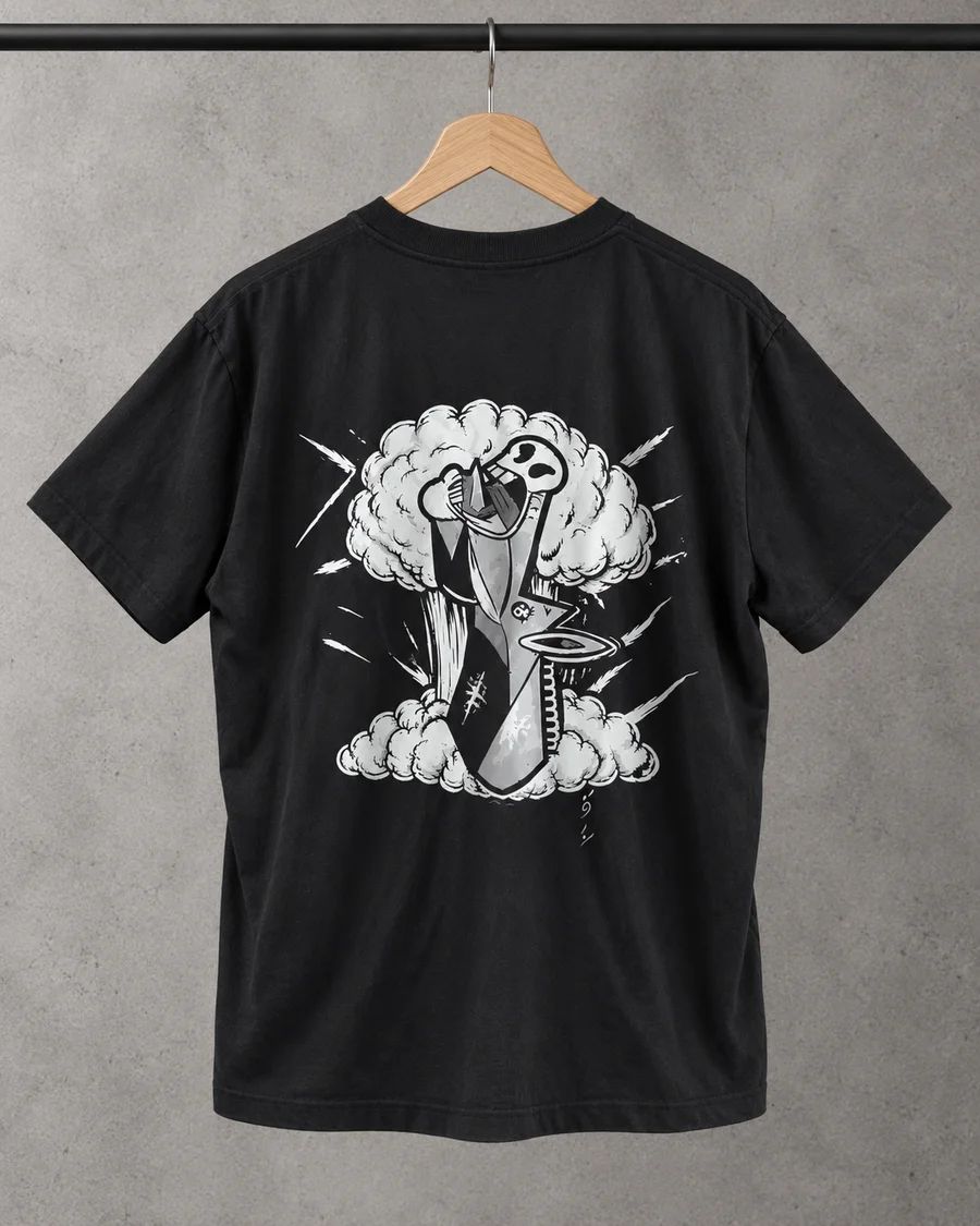 Camiseta negra, referencia 4, espalda: Burro grande